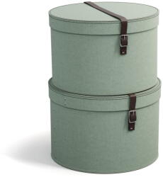 Bigso Mentazöld fedeles karton tárolódoboz szett 2 db-os ø 37, 5x25, 5 cm Rut - Bigso Box of Sweden