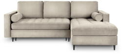 Milo Casa Santo bézs kinyitható bársony sarokkanapé, jobb oldali - Milo Casa
