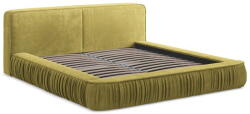 Makamii Sárga kárpitozott ágyneműtartós franciaágy ágyráccsal 140x200 cm Keoni - Makamii
