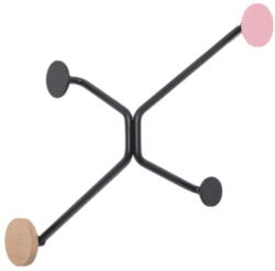 Gazzda Hook fekete fali akasztó külső sarokra rózsaszín részletekkel - Gazzda