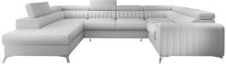 Eltap Fehér bőrutánzat kinyitható-tárolóhelyes sarokkanapé (bal oldali-U alakú) Louis - ELTAP