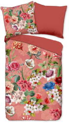 Descanso Flowery narancssárga organikus pamut kétszemélyes ágyneműhuzat, 200 x 220 cm - Descanso