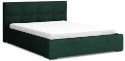 Makamii Sötétzöld bársony kárpitozott ágyneműtartós franciaágy ágyráccsal 140x200 cm Hiko - Makamii