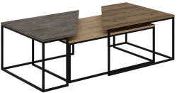 Marckeric Natúr színű dohányzóasztal szett diófa dekoros asztallappal, 3 db-os 70x110 cm Titan - Marckeric