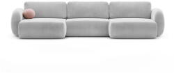 Cosmopolitan Design Világosszürke bársony kinyitható-tárolóhelyes (U alakú) sarokkanapé Tonale - Cosmopolitan Design