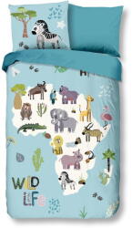 Good Morning Kék egyszemélyes-hosszabbított gyerek ágyneműhuzat 140x220 cm Wild Life - Good Morning