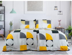 B. E. S Sárga-szürke egyszemélyes krepp ágyneműhuzat 140x200 cm Geometries - B. E. S