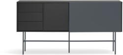 Teulat Fekete-antracitszürke alacsony komód tolóajtóval 180x91 cm Nube - Teulat