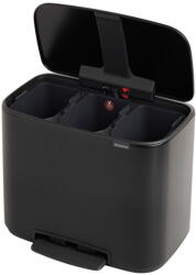 Brabantia Matt fekete acél szelektív pedálos szemetes 33 l Bo - Brabantia