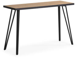 Marckeric Fekete-natúr színű konzolasztal tölgyfa dekoros asztallappal 60x120 cm Sindi - Marckeric