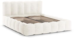 Micadoni Krémszínű kárpitozott ágyneműtartós franciaágy ágyráccsal 160x200 cm Lupine - Micadoni Home