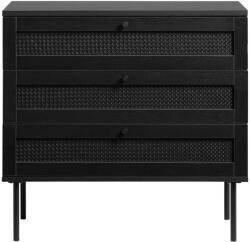 Unique Furniture Fekete alacsony komód tölgyfa dekorral 80x75 cm Pensacola - Unique Furniture