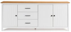 Marckeric Fehér borovi fenyő alacsony komód 190x80 cm Miranda - Marckeric