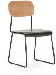 Marckeric Fekete-natúr színű étkezőszék szett kőrisfa dekorral, 2 db-os Aira - Marckeric