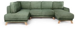 Bonami Selection Világoszöld kordbársony kinyitható sarokkanapé (bal oldali-U alakú) Tori - Bonami Selection