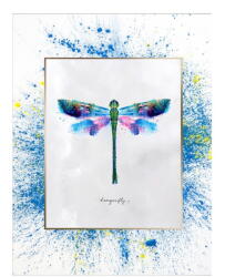 Vavien Artwork Dragonfly vászonkép fehér keretben, 29 x 24 cm - Tablo Center