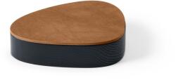 LIND DNA Fekete-natúr színű fedeles-dekoratív fa-öko bőr tárolódoboz 14x12, 5x3, 5 cm Curve Nupo - LIND DNA