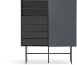 Teulat Fekete-antracitszürke magas komód tolóajtóval 120x140 cm Nube - Teulat