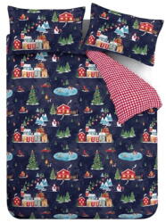 Catherine Lansfield Kék kétszemélyes ágyneműhuzat 200x200 cm Ski Village - Catherine Lansfield