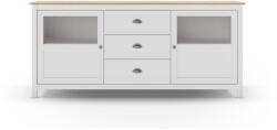 Marckeric Fehér borovi fenyő alacsony komód 180x80 cm Misti - Marckeric