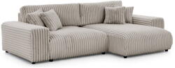 Ropez Világosszürke kordbársony kinyitható-tárolóhelyes sarokkanapé (jobb oldali) Sarina - Ropez