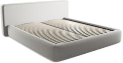 Makamii Világosszürke kárpitozott ágyneműtartós franciaágy ágyráccsal 180x200 cm Kiana - Makamii