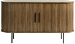 Unique Furniture Barna alacsony komód tolóajtóval, tölgyfa dekorral 140x76 cm Nola - Unique Furniture