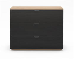 Marckeric Fekete-natúr színű komód tölgyfa dekorral 100x80x40 cm Dennis - Marckeric
