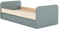 Marckeric Szürkészöld ágyneműtartós gyerekágy kihúzható pótággyal, ágyráccsal, borovi fenyő dekorral 90x200 cm Esteban - Marckeric