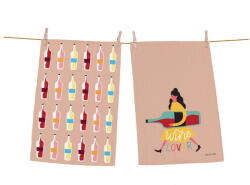 Butter Kings Wine Lover 2 db-os pamut konyharuha szett, 70 x 50 cm - Butter Kings