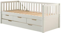 VIPACK Fehér borovi fenyő ágyneműtartós gyerekágy kihúzható pótággyal, ágyráccsal 90x200 cm Fritz - Vipack