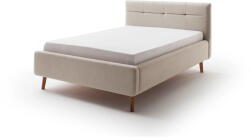 meise.möbel Bézs kárpitozott ágyneműtartós franciaágy ágyráccsal 140x200 cm Lotte - Meise Möbel
