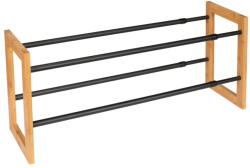 WENKO Fekete-natúr színű fém teleszkópos cipőtartó állvány Ecori - Wenko