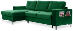 Miuform Lofty Lilly zöld kinyitható bársony sarokkanapé, bal oldali - Miuform