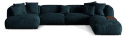 Micadoni Sötétkék bársony moduláris sarokkanapé (jobb oldali-U alakú) Martina - Micadoni