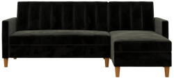 Støraa Celine fekete variálható kinyitható bársony sarokkanapé tárolóhellyel - Støraa