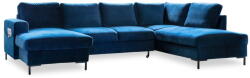 Miuform Lofty Lilly matrózkék kinyitható U alakú bársony kanapé, jobb oldali - Miuform