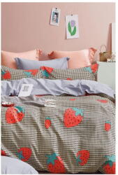 Mila Home Egyszemélyes hosszabbított háromrészes renforcé pamut ágyneműhuzat lepedővel 160x220 cm Strawberry - Mila Home