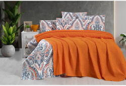 Mila Home Narancssárga pamut ágytakaró 220x240 cm Waffle - Mila Home