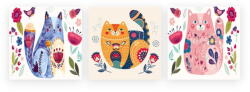 Wallity Gyerekszoba kép készlet 3 db-os 30x30 cm Cats - Wallity