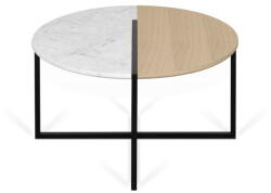 TEMAHOME Dohányzóasztal tölgyfa dekoros és márvány asztallappal ø 80 cm Sonata - TemaHome