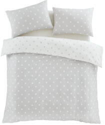 Catherine Lansfield Fehér-szürke kétszemélyes flanel ágyneműhuzat 200x200 cm Polka Dot - Catherine Lansfield