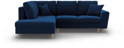 Cosmopolitan Design Kék bársony kinyitható tárolóhelyes sarokkanapé (bal oldali-L alakú) Kyoto - Cosmopolitan Design