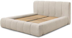 Bobochic Bézs kárpitozott ágyneműtartós franciaágy ágyráccsal 140x190 cm Denali - Bobochic Paris