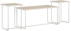 Støraa Fehér-natúr színű konzolasztal szett 3 db-os kőrisfa dekoros asztallappal 50x100 cm Dante - Støraa