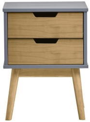 Marckeric Baku szürke-barna éjjeliszekrény tömör borovi fenyőből - Marckeric