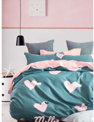 Mila Home Zöld-rózsaszín kétszemélyes hosszabbított négyrészes renforcé pamut ágyneműhuzat lepedővel 200x220 cm Beloved - Mila Home