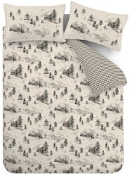 Catherine Lansfield Bézs egyszemélyes flanel ágyneműhuzat 135x200 cm Alpine Vilage - Catherine Lansfield