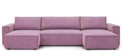 Bobochic Paris Rózsaszín kordbársony kinyitható sarokkanapé ("U" alakú) Nihad - Bobochic Paris