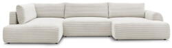Bobochic Paris Krémszínű kordbársony kinyitható-tárolóhelyes sarokkanapé (bal oldali-U alakú) Lucien - Bobochic Paris